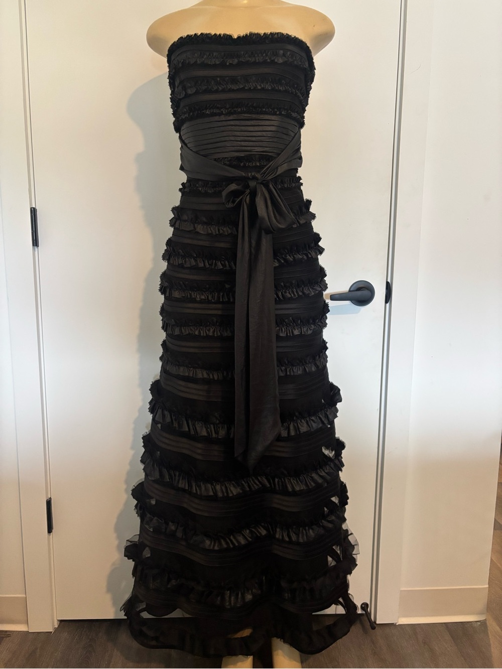 BCBGMaxAzria Black Strapless Ruffled Gown - Picture 3 of 5